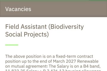 SANParks Biodiversity Social Projects Field Assistant