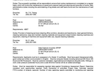 Department of Public Works Various Vacancies